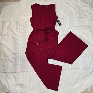 Tommy Hilfiger Wide Leg Belted V Neck Sleeveless Jumpsuit Women’s 14 NWT